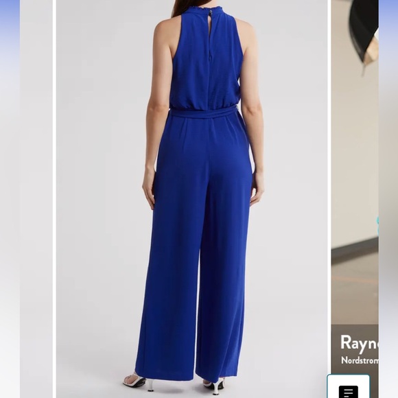 Hot pink Vince Camuto jump suit, with belt and ruffle collar. - Picture 2 of 4